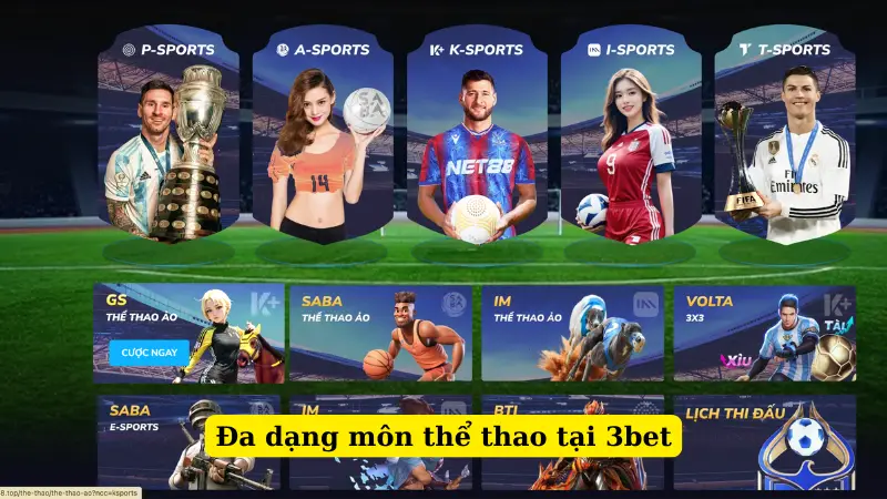 Đa dạng môn thể thao tại 3bet